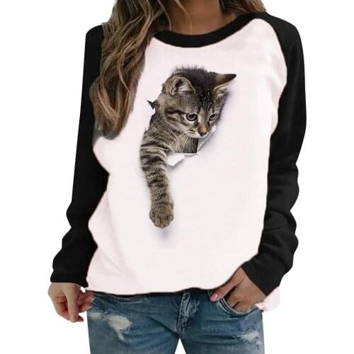 Funny Cat 3D Printing Tops Female Autumn Winter Pullover Cute Animals Pattern Sweatshirts Pullover Women Harajuku Sweat Femme