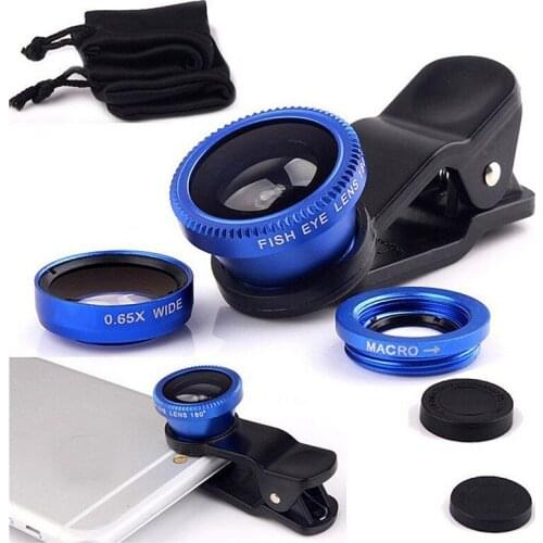 Universal Photography Camera Mobile Phone Accessories Wide Angle Macro Fisheye Lens Camera Kits for iPhone Samsung Smartphone