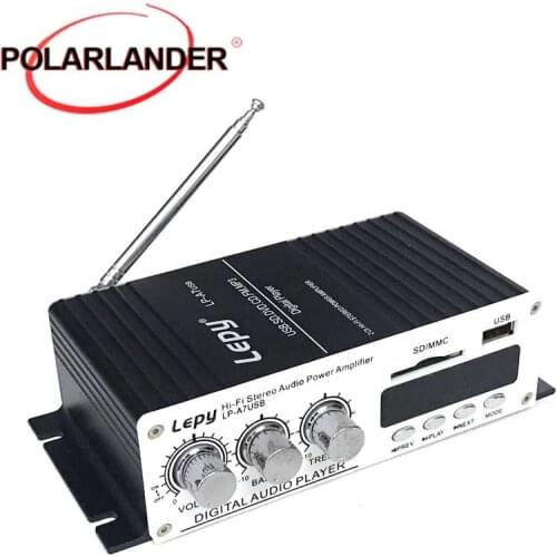 USB SD FM 12V small amplifier car stereo audio power amplifier MP3 digital player 2ch output power amplifier 15WX2 RMS