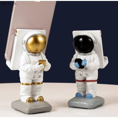 WDDSXXJSL Creative Astronaut Mobile Phone Stand Decoration Resin Crafts Home Living Room Cute Mobile Phone Stand Resin ornaments