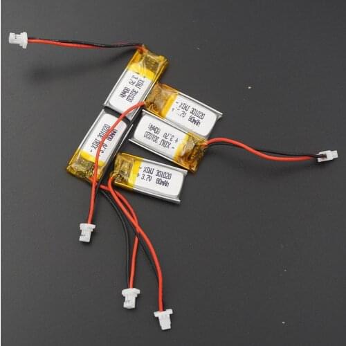 XINJ 5PCS 3.7V 80 mAh Lithium Polymer li po Battery Liion cell 2Pin JST-PH 1.0mm plug 301020 For headphones bluetooth 3D glasses