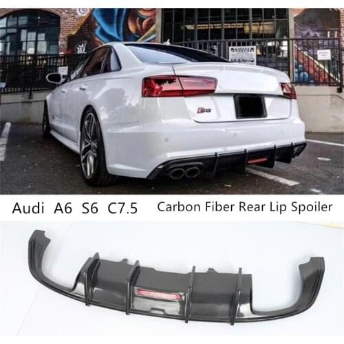 Carbon Fiber Rear Diffuser Lip Spoiler For Audi A6 S6 C7.5 2015 2016 2017 2018 High Quality Bumper Car Accessories
