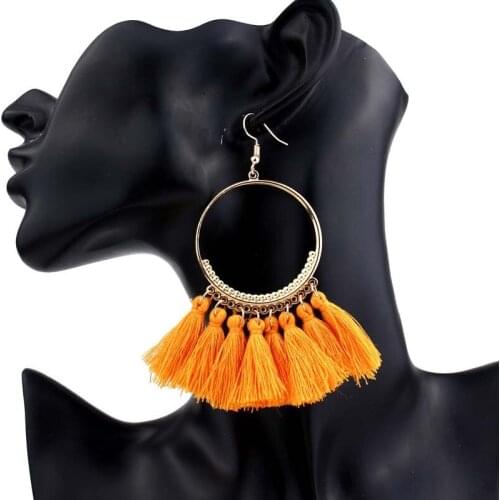 2018 Tassel Earrings For Women Ethnic Big Drop Earrings Bohemia Fashion Jewelry Trendy Cotton Rope Fringe Long Dangle Earrings