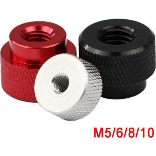 1Pcs Through Hole Aluminium Alloy Knurled Thumb Nuts Thin/Tall Types Hand Grip Knob Step Nut M5 M6 M8 M10