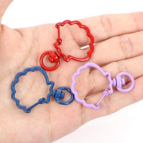 10 Pcs/Lot Mixed 14 Colors Alloy Scallop Shape Keyring Key Ring Keychain for DIY Jewelry Findings Necklaces Chain Accessories