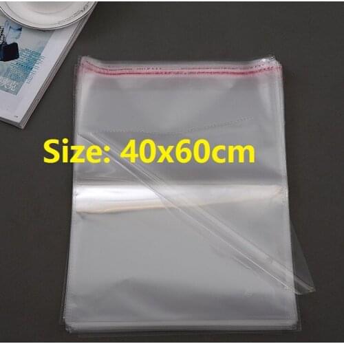 100pcs Wholesale 40*60cm Clear OPP Bag Clear Resealable Cellophane/BOPP/Poly Bags Transaparent Packing Bags Adhesive Seal