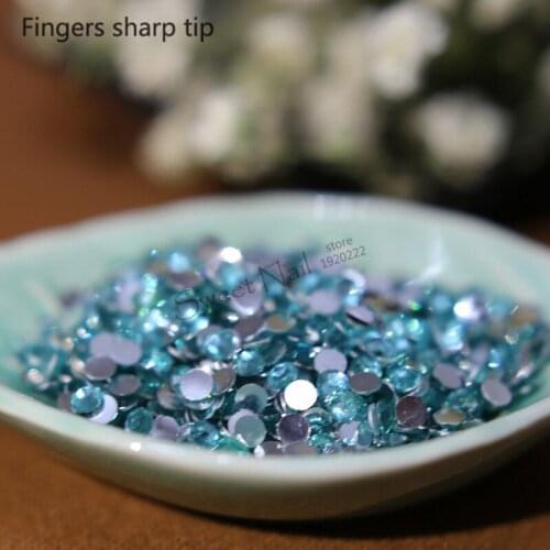 1000 pcs SS16 Water Blue 14 Facets Resin Round Rhinestone Sparkling Rhinestones Nail Art Decoration DIY N08
