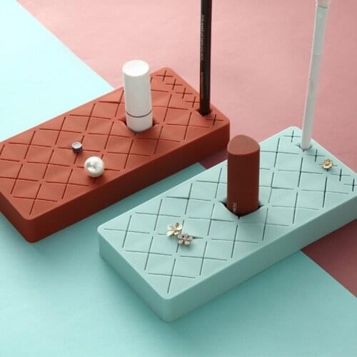 24 Grids Lipsticks Slots Storage Box Lipstick Storage Box Dressing Table Silicone Desktop Display Stand for Women Cute Cosmetics
