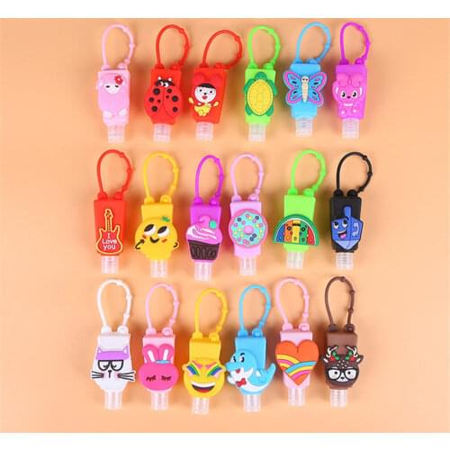30ML Food Silicon Cartoon Animal Pattern Mini Hand Sanitizer Holder Travel Portable Gel Holder Hangable Liquid Dispenser Contain