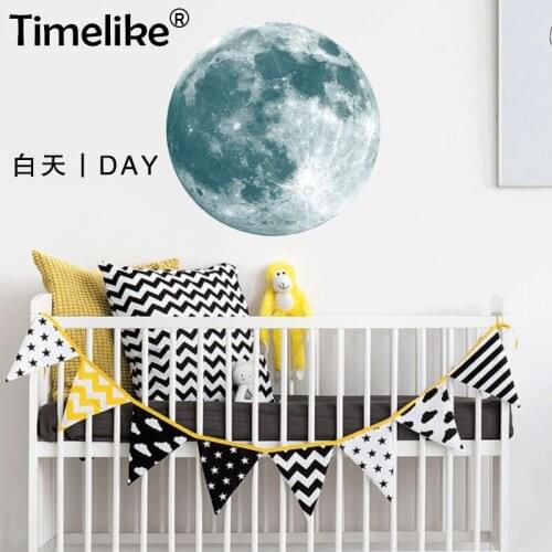 3D Wall Sticker Fluorescent Moon Earth Cartoon DIY Wall Stickers for Kids Bedroom Glow In The Dark Wall Sticker Home Decor 2019