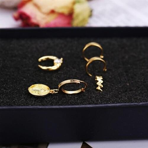 5PCS Creative Ear Clip Exaggerate Individuality Ear Cuff Non Piercing Alloy Small Earrings for Women Metal Wedding Jewelry