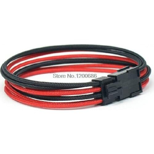 8 Pin ATX 30cm Extension Cable Wire Cord Black Red Sleeved for PSU Power Supply