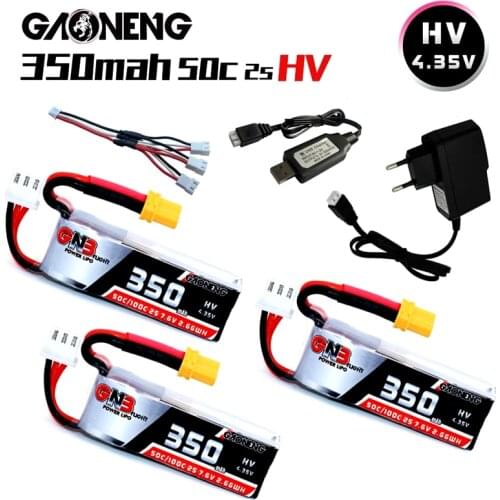Gaoneng GNB 2S 7.6 V 350mAh 50C/100C HV Lipo battery with XT30 plug and Charger For RC FPV Racing Drone Spare Parts Accessories