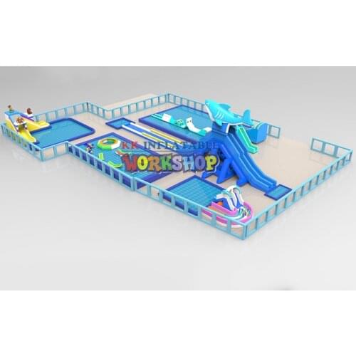 Shark Water Hippo Slide Giant Above Ground Inflatable Water Pool Park Games Inflatable Summer Park