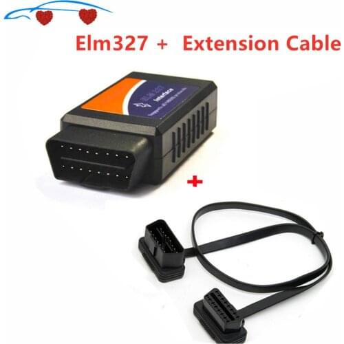 Car Style ELM327 Bluetooth Plus OBD2 16Pin Male to Female ELM327 Diagnostic Extension Cable Connector