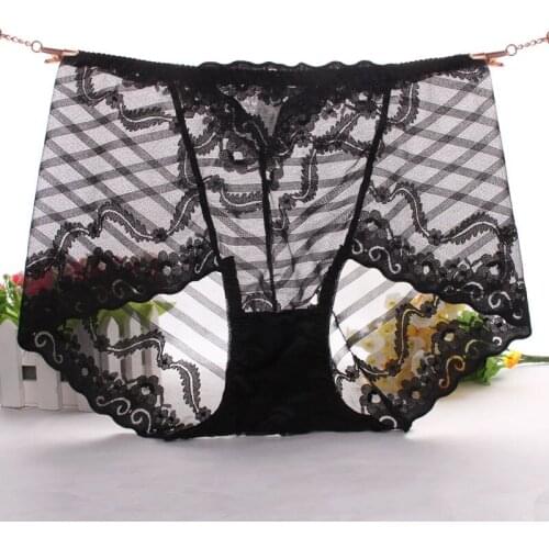 Large size sexy lace gauze in the waist fat increase MS transparent fat mm summer thin underwear