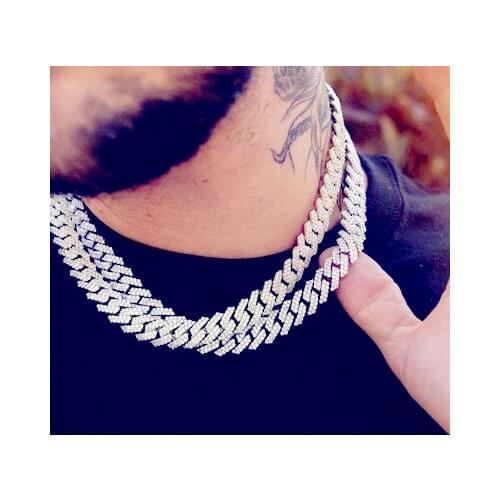 Hip Hop Inlaid Zircon Super Flash 13mm Cuban Chain Mens Necklace Miami Nightclub Rap Street Dance Trendy Male Big Gold Chain