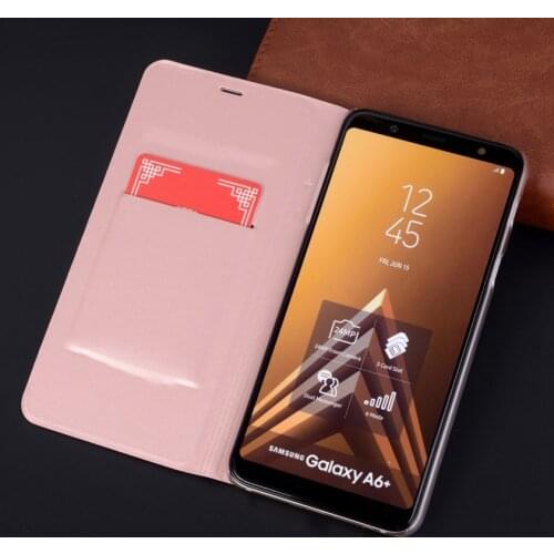 Slim Leather Wallet Case Flip Cover With Card Holder Phone Carrying Bag For Samsung Galaxy A6 2018 SM-A600F A6Plus 2018 SM-A605F