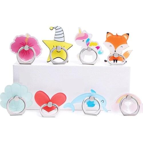 New Arrival Mobile Phone Holder Metal Finger Ring Holder Dolphin Fox Rainbow Phone Ring Holder Phone Stand Support