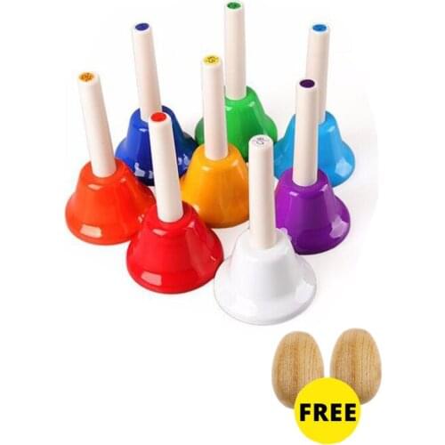 Free ship 1 set of 8 tone children kids musical metal tinkle bell percussion shaker musical instrument music toy early education