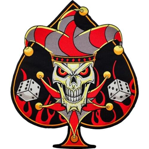 Joker Skull Dice Embroidery Iron on Patch Appliqued Sticker for Clothes Accessories Free Shipping DIY Clothing Decoration Jacket