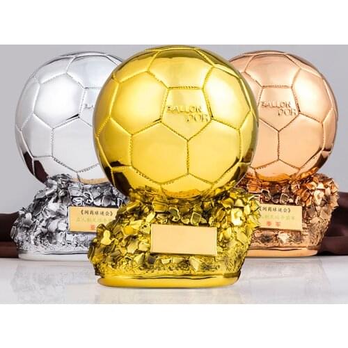 Football Trophy Sculpture Statue World Golden Globe Cup Trophy Plating Resin Crafts Shooter Player Modern Decoration Football