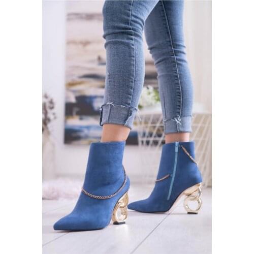 Jilberto Gale Black Suede Ring Heels Chain Detail Boat 'Turkish' Quality 2021 Fashion Design Season Comfort Fast Shipping