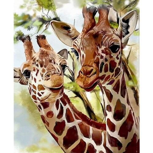 Painting By Numbers DIY Dropshipping Two Sisters Giraffe 40x50CM Animal DIY Handmade For Living Room Wall Decor Oil Painting