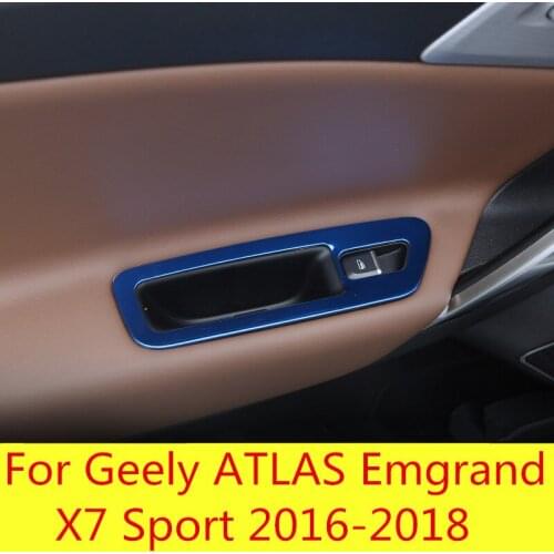 Car window glass switch button Decorative sequins Door armrest decorative frame For Geely ATLAS Emgrand X7 Sport 2016-2018