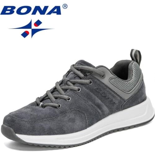 BONA 2021 New Designers Suede Casual Shoes Men Loafers Lightweight Lace-Up Shoes Man Comfortable Outdoor Walking Shoe Mansculino