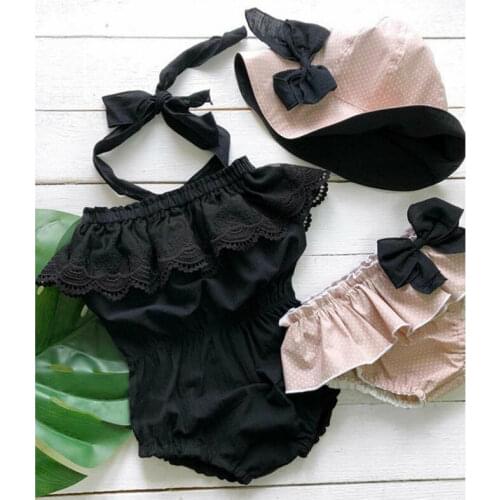 New Fashion Solid Summer Infant Baby Girl Lace Sling Top Bodysuit Casual Sleeveless Jumpers Sunsuit Outfit Clothes