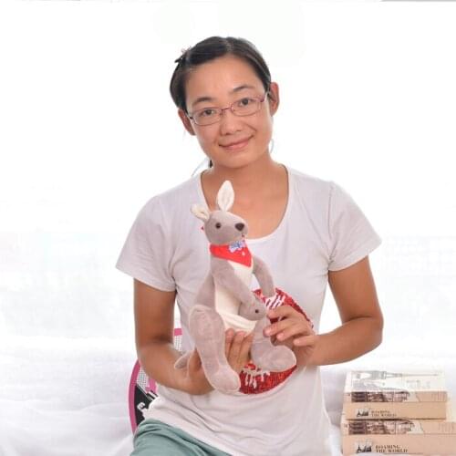 Small cute kangaroo toy stuffed red scarf kangaroo mother&baby doll gift about 25cm 0760