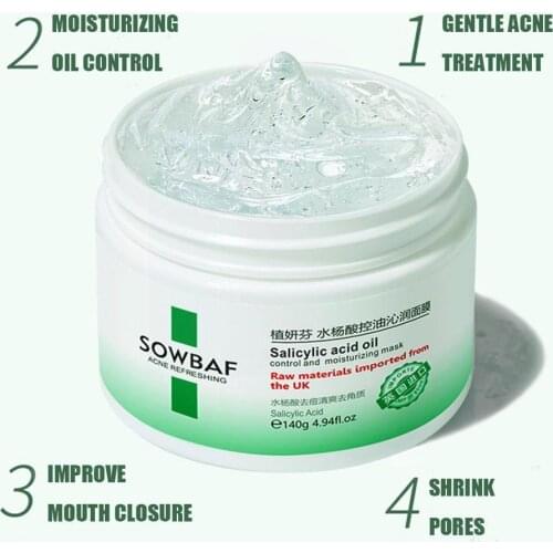 140g Salicylic Acid Mask Blackhead Remover Replenishment fade marks oil acne Whitening mask control no-cleansing H3V5