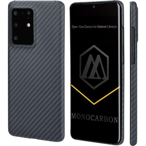 MONOCARBON Slim Aramid Fiber Case for Samsung S20 S20 Plus S20 Ultra Cases with Carbon Fiber Patterns Bullet-proof Material