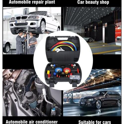 Samger 4-Valve AC Air Conditioning Manifold Tools Refrigerant Manifold Gauge Set Car Household For R22 R404A R134A R410A