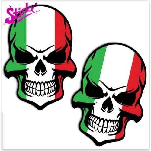STICKY Stickers Skull National Flag Italy Vinyl Adhesive Cars Cars Motorcycles Mopeds Bicycles Laptop