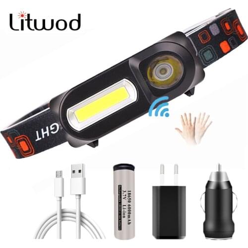 1804 Sensor XP-G Q5 Headlamp Camping Head Light Lamp by 1* 18650 Rechargeable Battery LED COB Bulbs Litwod Lithium Ion 10w