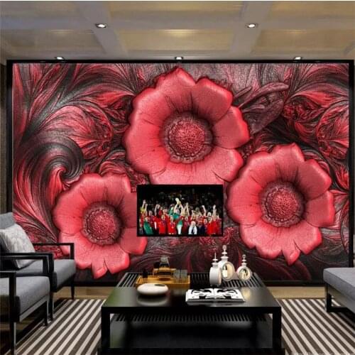 Beibehang Custom wallpaper 3D solid wall painting abstract papel de parede embossed flowers new Chinese TV background wall paper