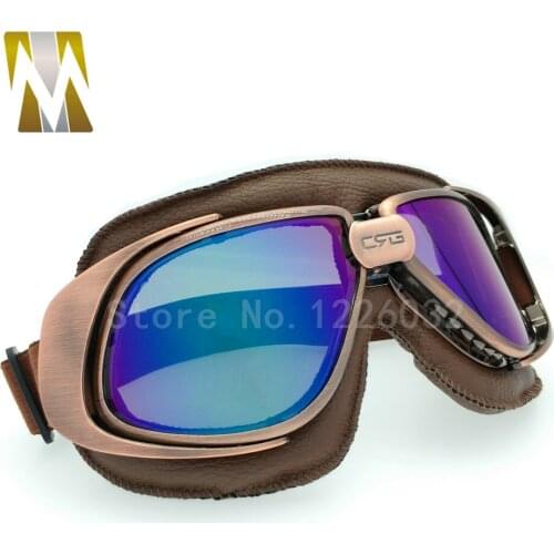 New Motorcycle Goggles Vintage Motorbike goggles Retro Jet Helmet Eyewear 5 color lens