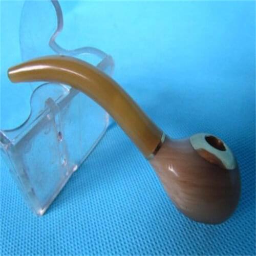 Tibetano cuerno de cabra salvaje tallado cigarrillo titular fumar pipa-9 cm