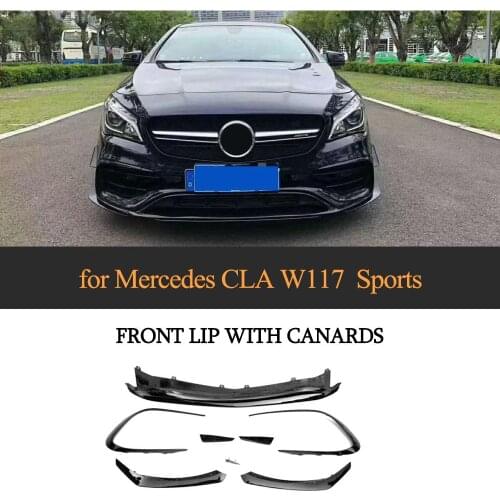 For W117 Car Front Bumper Lip Splitter Diffuser Apron For Mercedes Benz CLA Class W117 Sport 2014 - 2019 ABS Glossy Black