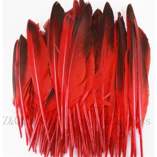 10-100PCS Natural 17-25CM (5-10 Inch) Grey Duck Wing Feather Dyed Red DIY Craft Ornaments Pendant Accessories Feather