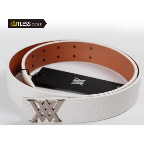 Golf couple belt men and women embossed cowhide belt