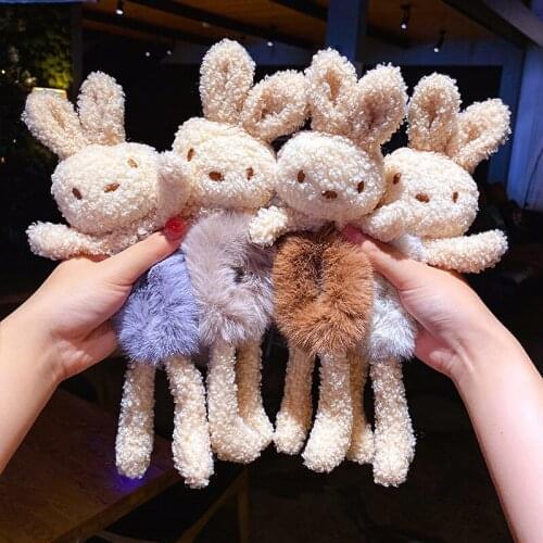 Cartoon Rabbit Baby Hair Rope Soft Plush Cute Animals Bear Kids Girl Hair Ties Elastic Sweet Princess Children Hair Accessories