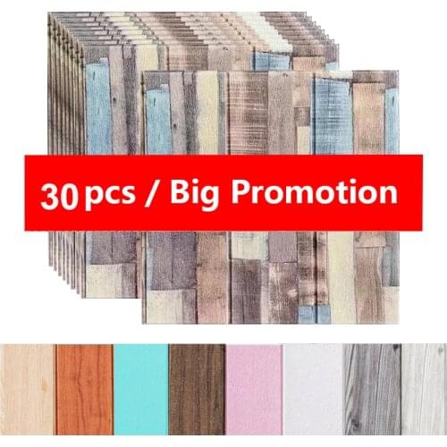3D Self-Adhesive 35X35cm Wood Sticker DIY Waterproof Foam Wallpaper For Kids Room Kitchen Roof Ceiling Background Wall Decals