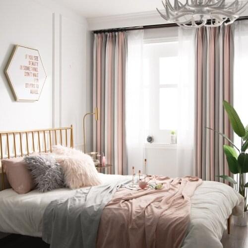 Northern Europe Curtains for Living Room Stripe Shadow Cloth Window Curtain for Bedroom High Shading Powder Ash Color Drapes