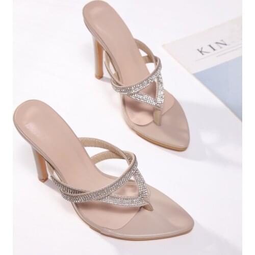 Rhinestone Women Sandals Summer Women High Heels Shoes Thin Heels Woman High Heels Pumps Plus Size