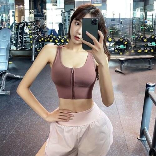 Yoga Fitness Tank Top Zipper Sports Underwear Womens Running Bra Yoga Vest Crop Top Roupas Femininas
