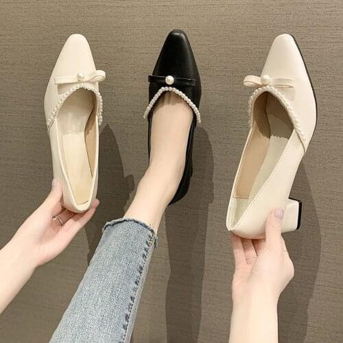 High heel womens shoes spring and autumn new fashion pointed thick heel work shoes sexy shallow mouth single shoes female X697