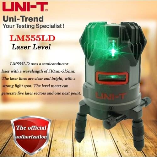 UNI-T LM555LD high-precision green Laser Level; IP54 dust/waterproof building measuring room level marking instrument